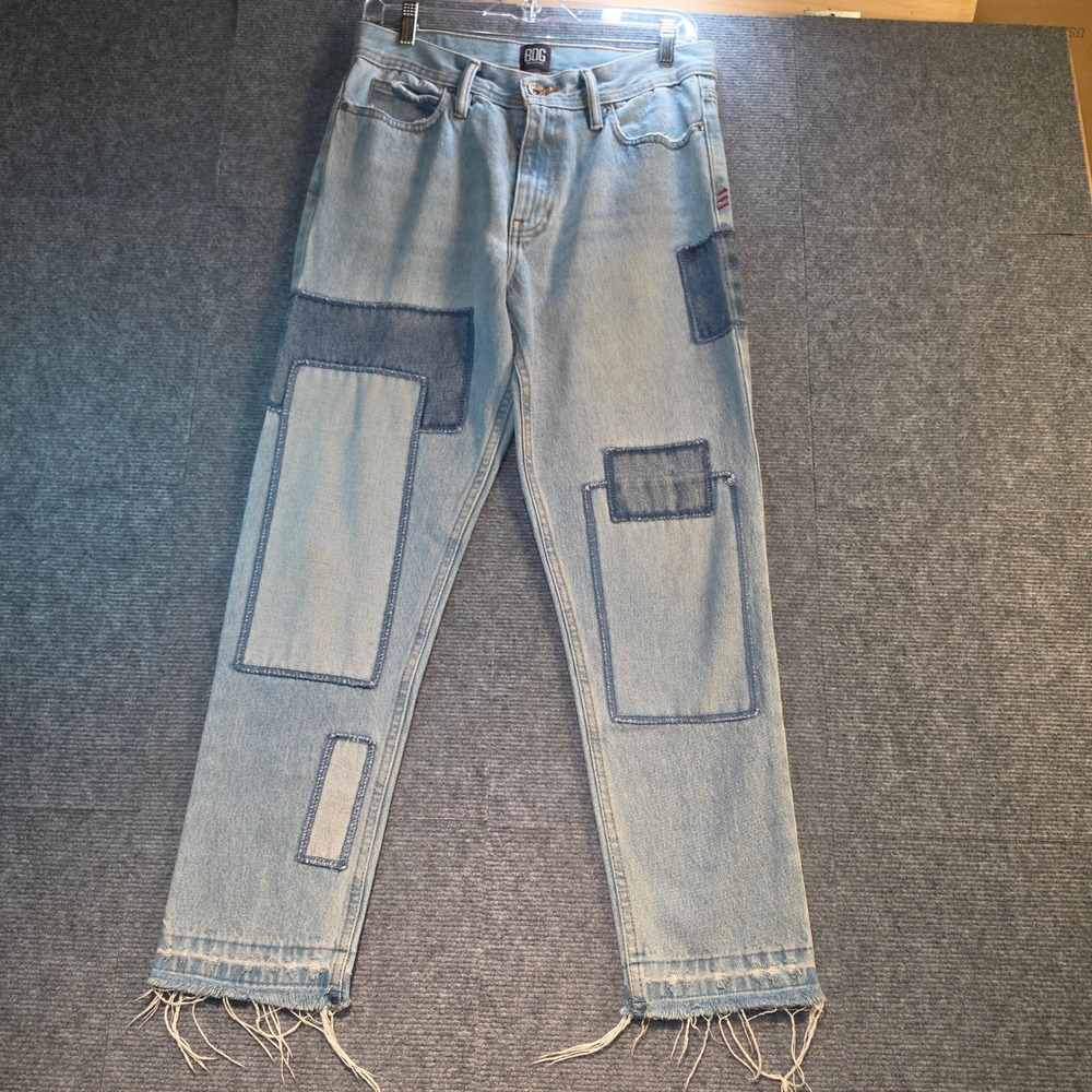 BDG Urban Outfitters Dad Slim Taper Jeans Mens 30 Light Wash Patchwork Excellent